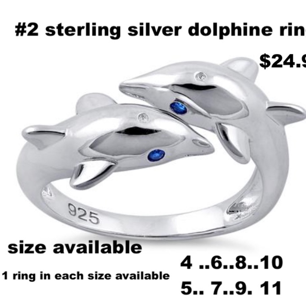925 sterling silver dolphin ring